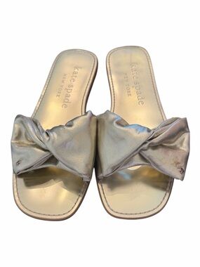 kate spade Gold Knotted Bow Slide Sandals